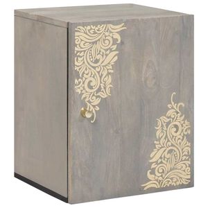 vidaXL Seinäkaappi ovella Harmaa 38 x 33 x 48 cm Kiinteä mango puu