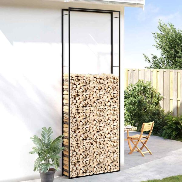 vidaXL Polttopuuteline mattamusta 110x28x312 cm ter&auml;s