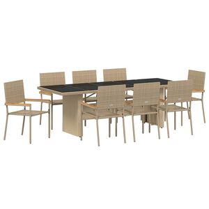 vidaXL Piharuokailu setti 9 kpl Beige polyrottinki
