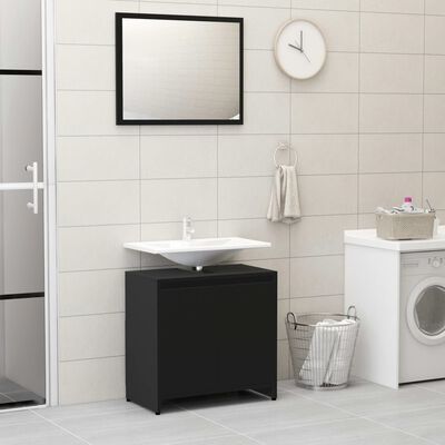 vidaXL 3-osainen kylpyhuoneen kalustesarja musta lastulevy