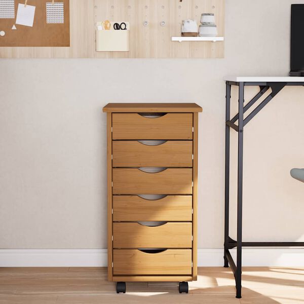 vidaXL Laatikosto pyörillä MOSS hunajanruskea täysi mänty