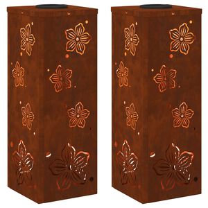 vidaXL Aurinko LED-polkuvalo 2 kpl L&auml;mpim&auml;n Valkoinen 18 x 18 x 50 cm