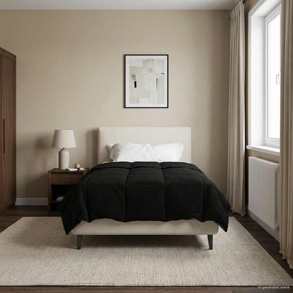 vidaXL Talvityyny Quiltottu Musta 135 x 220 cm Mikrokuitu