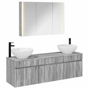 vidaXL Kylpyhuoneen kaappisetti 4 pcs Harmaa Sonoma