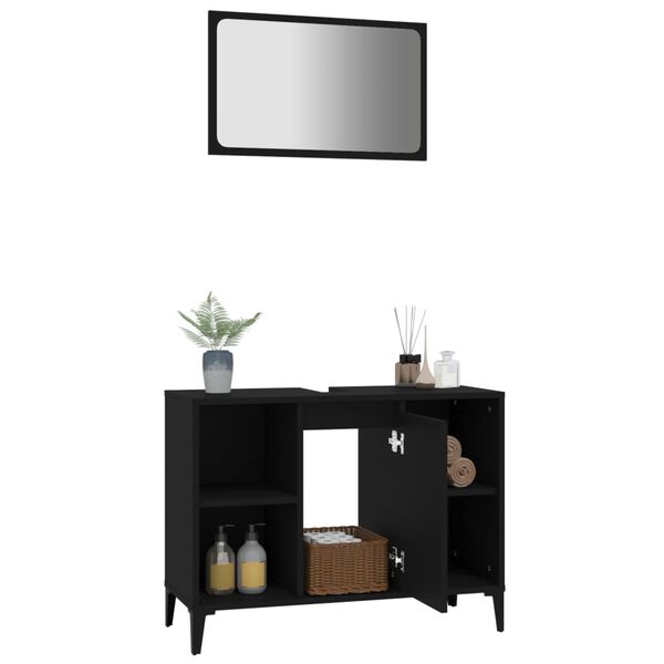 vidaXL 2-osainen Kylpyhuonekalustesarja musta tekninen puu
