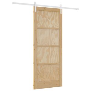 vidaXL Liukuovi Luonnollinen ja valkoinen 86 x 211 cm T&auml;ysi m&auml;nty