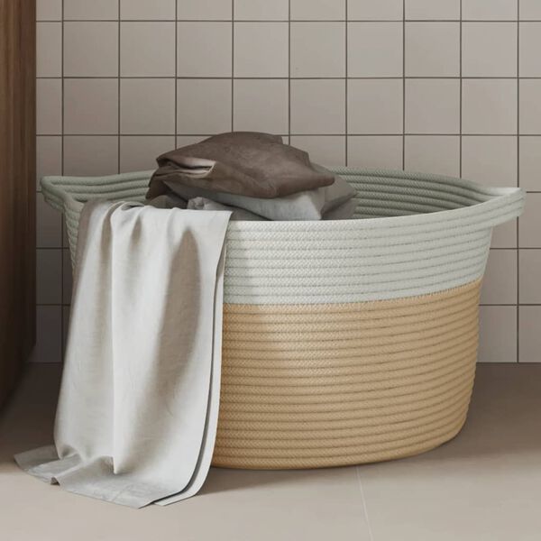 vidaXL Säilytyskori beige ja valkoinen Ø40x25 cm puuvilla