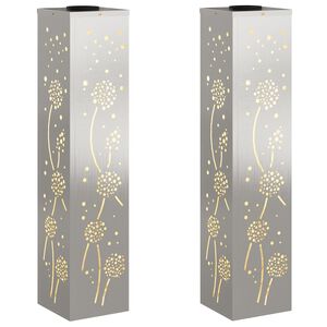 vidaXL Aurinko LED-polkuvalo 2 kpl L&auml;mpim&auml;n Valkoinen 18 x 18 x 80 cm
