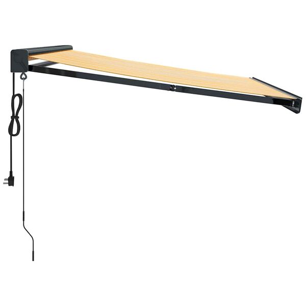 vidaXL Sisäänkelattava markiisi keltavalkoinen 3x2,5 m kangas/alumiini