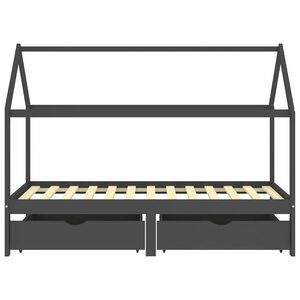 vidaXL Lasten s&auml;ngynrunko laatikoilla t.harmaa t&auml;ysi m&auml;nty 90x200cm