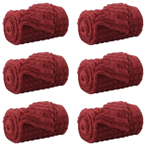 vidaXL Heittop&auml;&auml;llys 6 pcs Bordeaux punainen 150 x 130 cm Fleese