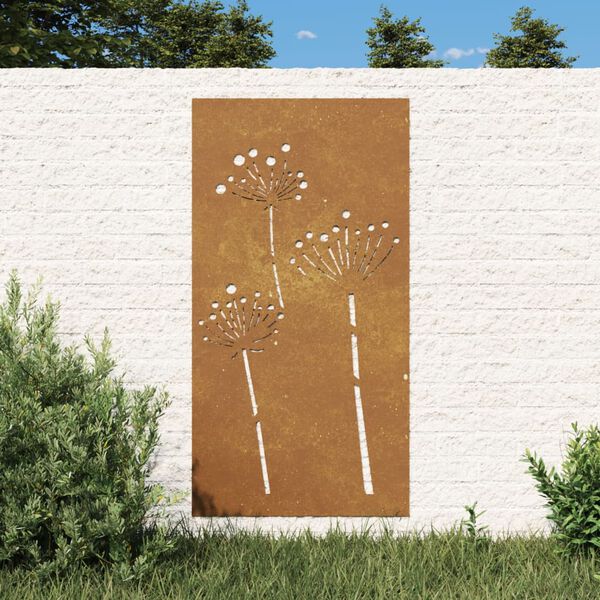 vidaXL Puutarhasein&auml;koriste 105x55 cm corten ter&auml;s kukkakuvio