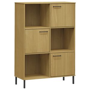 vidaXL Kirjakaappi metallijaloilla ruskea 90x35x128,5 cm t&auml;yspuu OSLO