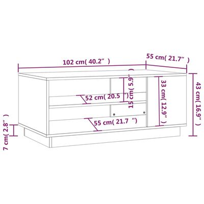 vidaXL Sohvapöytä korkeakiilto valkoinen 102x55x43 cm lastulevy