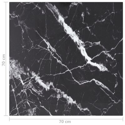 vidaXL Pöytälevy musta 70x70 cm 6 mm karkaistu lasi marmorikuvio