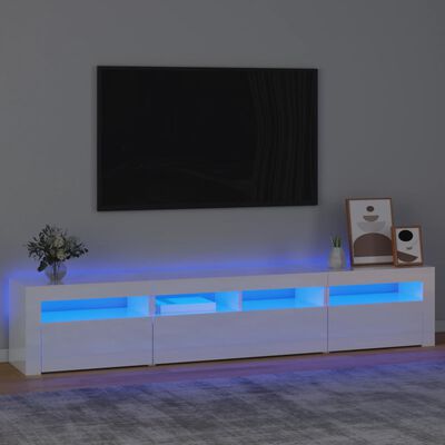 vidaXL TV-taso LED-valoilla korkeakiilto valkoinen 210x35x40 cm