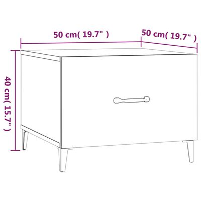 vidaXL Sohvapöytä metallijaloilla 2 kpl korkeakiilto valk. 50x50x40 cm