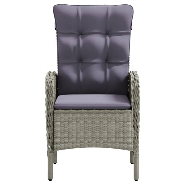 vidaXL 3-osainen Ulkoruokailuryhmä tyynyillä harmaa ja musta