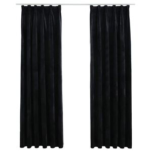 vidaXL Pimennysverhot koukuilla 2 kpl sametti musta 140x225 cm