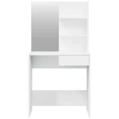 vidaXL Peilipöytäsarja korkeakiilto valkoinen 74,5x40x141 cm