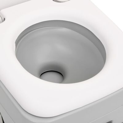 vidaXL Kannettava retki WC harmaavalkoinen 10+10 l HDPE