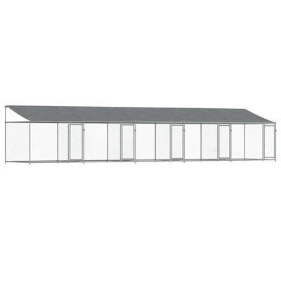 vidaXL Koiranhäkki katolla ja ovilla harmaa 10x2x2 m galvanoitu teräs