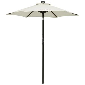 vidaXL Puutarha-aurinkovarjo LED-valolla hiekka 200x211 cm alumiini