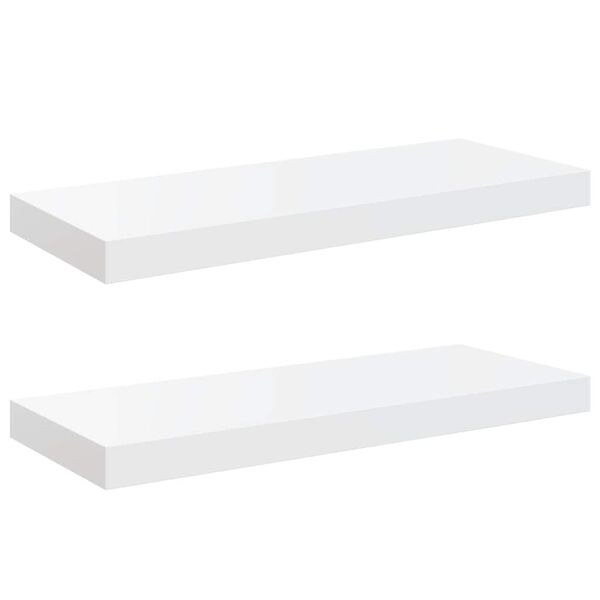 vidaXL Kelluvat sein&auml;hyllyt 2kpl korkeakiilto valk. 60x23,5x3,8 cm MDF