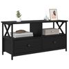 vidaXL TV-kaappi Musta tammi. 90 x 33 x 45 cm Kehitetty puu ja ter&auml;s