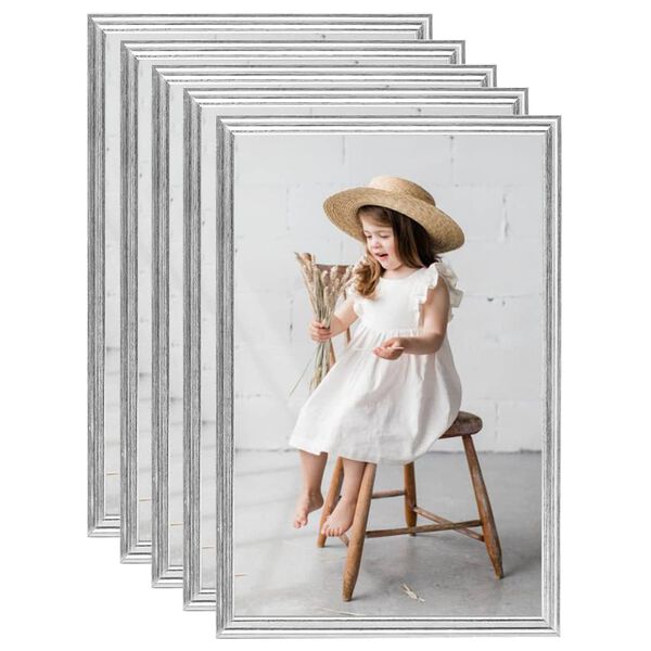 vidaXL Valokuvakehyskollaasi 5 kpl sein&auml;lle hopea 70x90cm MDF