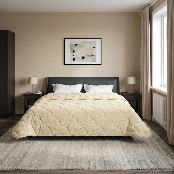 vidaXL Talvityyny Kerma 200 x 200 cm Mikrokuitu ja teddy fleece