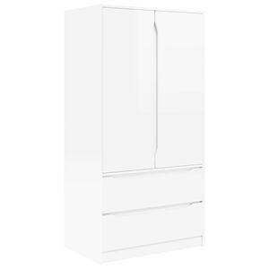 vidaXL Vaatekaappi Kiilt&auml;v&auml; Valkoinen 79,5 x 49 x 156 cm K&auml;sitelty puu