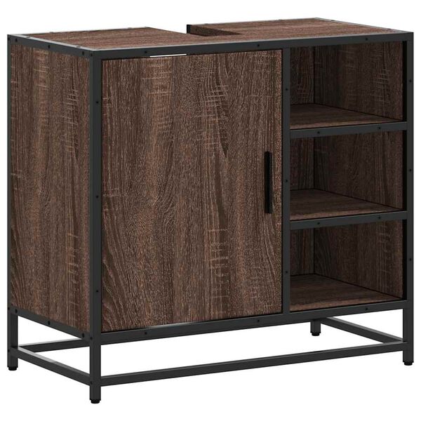 vidaXL Kylpyhuonekaappi altaalla ruskea tammi 65x33x60 cm tekninen puu
