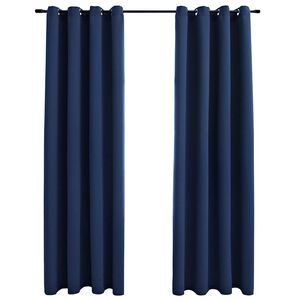 vidaXL Pimennysverhot metallirenkailla 2 kpl sininen 140x175 cm