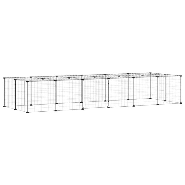 vidaXL 28-paneelinen lemmikkihäkki ovella musta 35x35 cm teräs