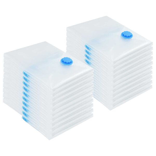 vidaXL Tyhjiösäilytyspussit 20 pcs Läpinäkyvä ja sininen 70 x 50 cm