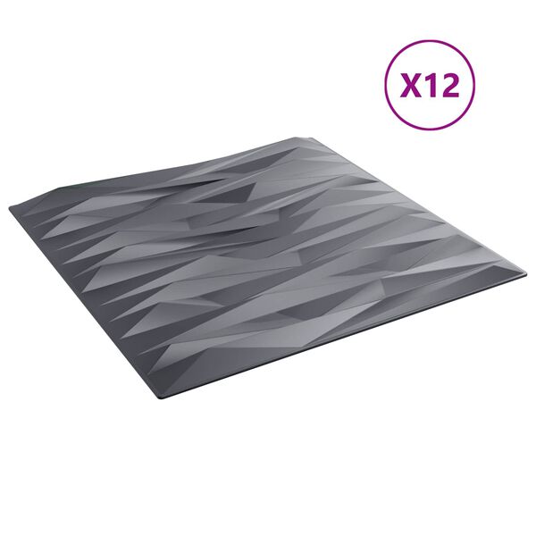 vidaXL Sein&auml;paneelit 12 pcs Kiviharmaa 50 x 50 cm XPS Vaahdon