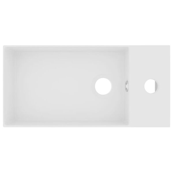 vidaXL Kylpyhuoneen pesuallas ylivuodolla keraaminen matta valkoinen