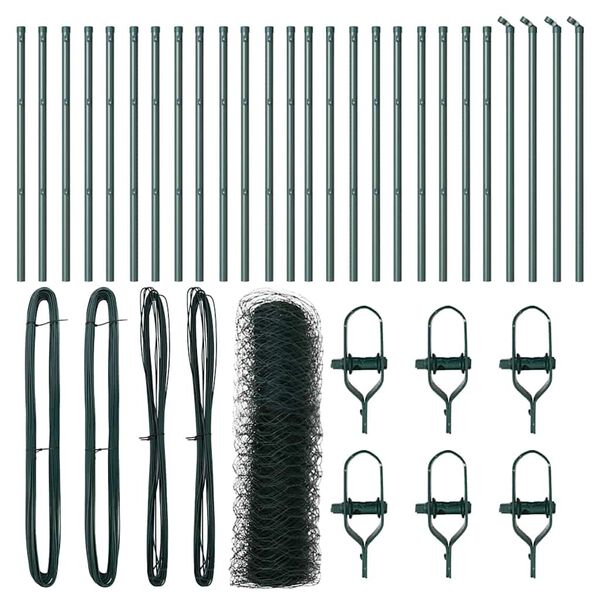 vidaXL Aita paalujen kanssa Vihre&auml; 0.8 x 50 m