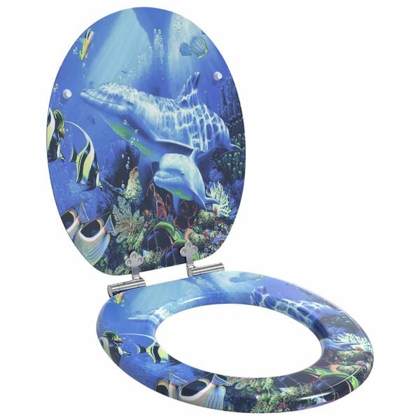 vidaXL Pehmoviimeinen WC-istuin Sininen 44 x 38 cm MDF-levy