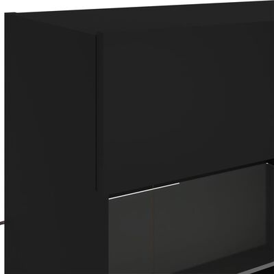 vidaXL TV-seinäkaappi LED-valoilla musta 98,5x30x60,5 cm