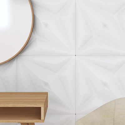 vidaXL Seinäpaneelit 12 kpl valkoinen 50x50 cm EPS 3 m² tähti