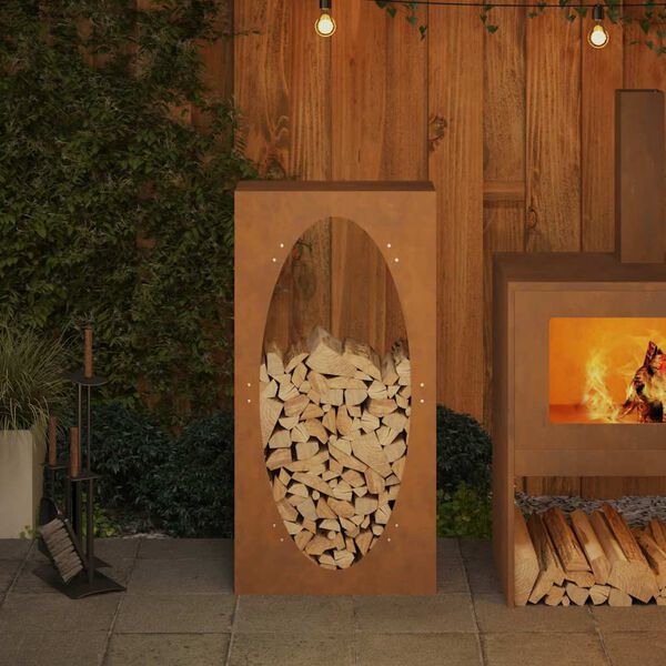 vidaXL Polttopuuteline 50x23x100 cm säänkestävä teräs