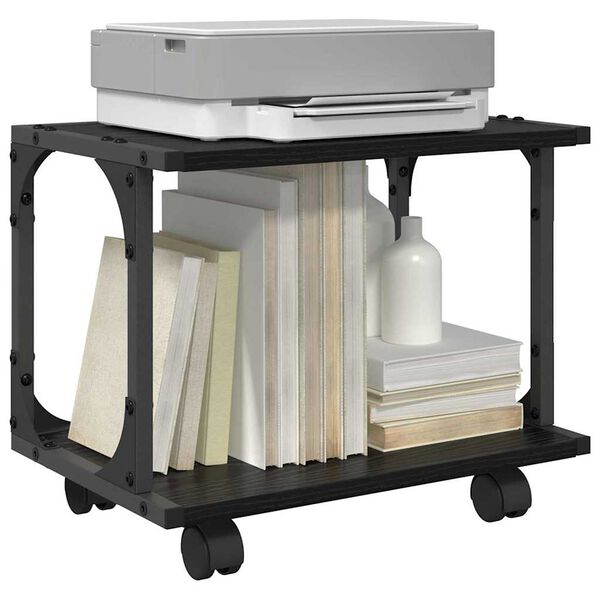 vidaXL Tulostinpidike Musta tammi. 41 x 28 x 33.5 cm Tekninen puu