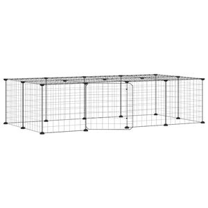 vidaXL 20-paneelinen lemmikkih&auml;kki ovella musta 140x70x35 cm ter&auml;s