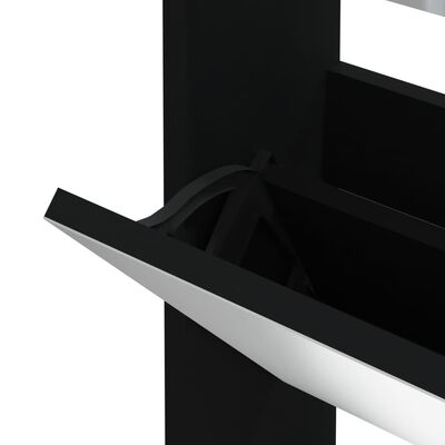 vidaXL Kenkäkaappi peilillä 3-kerroksinen musta 63x17x102,5 cm