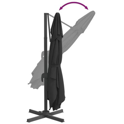 vidaXL Riippuva aurinkovarjo alumiinipylväällä musta 300x300 cm