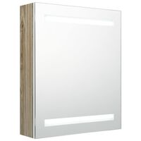 vidaXL LED kylpyhuoneen peilikaappi valkoinen ja tammi 50x14x60 cm
