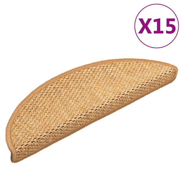 vidaXL Itsekiinnittyvät porrasmatot sisaltyyli 15 kpl 56x17x3 cm sisal