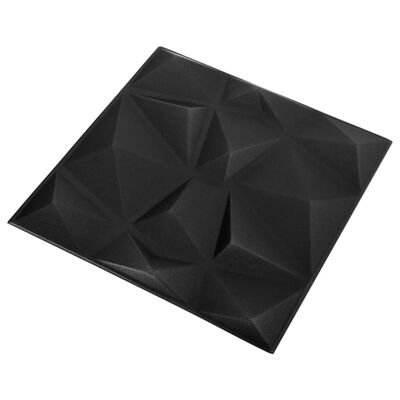 vidaXL 3D-seinäpaneelit 24 kpl 50x50 cm timantinmusta 6 m²